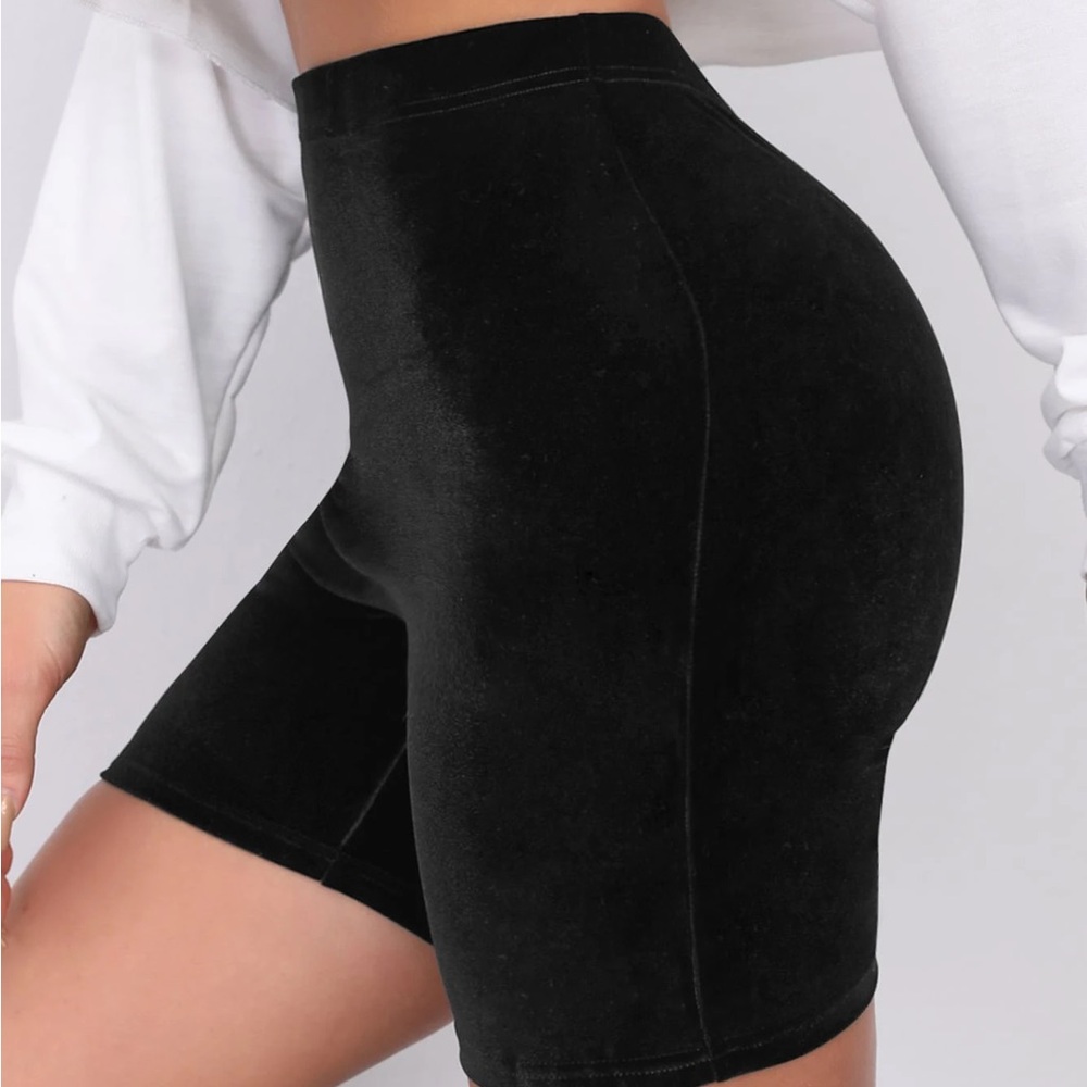 American Apparel Black Velvet Bike Shorts